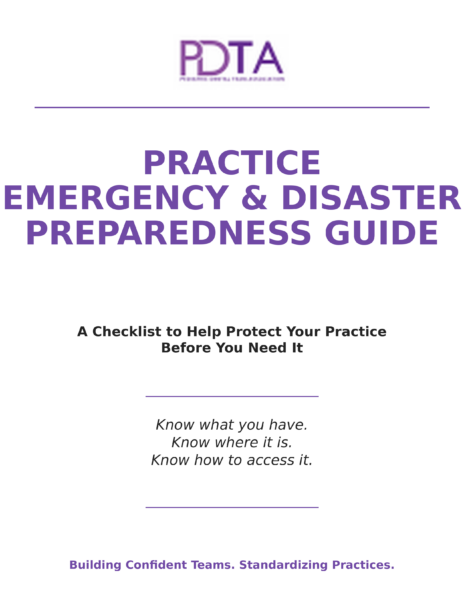 PDTA Practice Emergency & Disaster Preparedness Guide cover